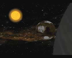 still from animation on renewed life on planets due to the Sun's
            energy