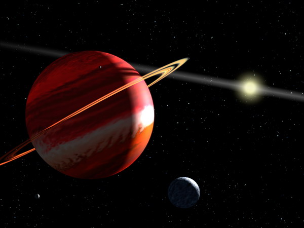   در گردش استEpsilon Eridani نمایی خیالی از سیاره فرا خورشیدی که به دور ستاره مادر